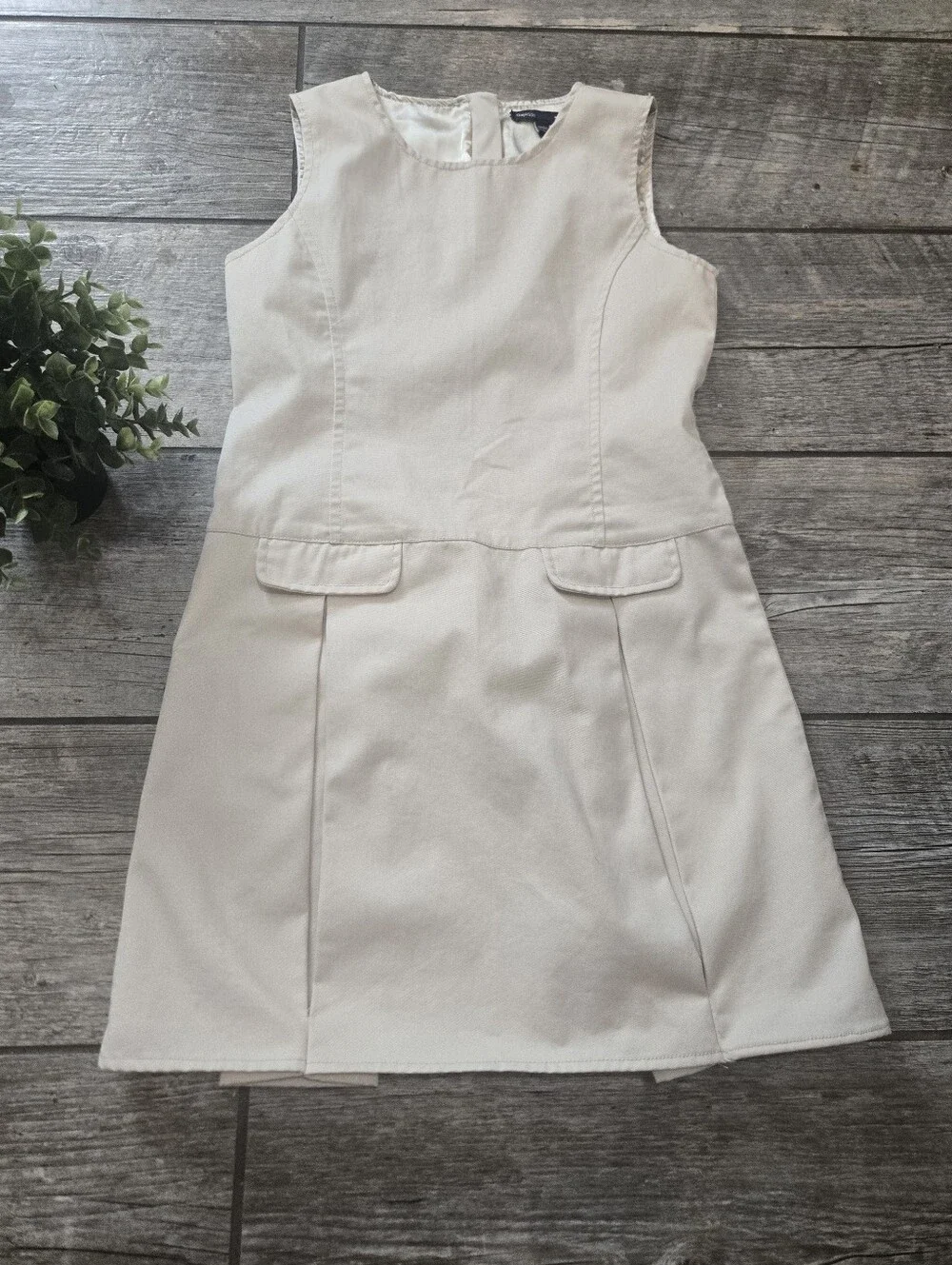 Gap Kids Khaki Pleated School Uniform Preppy Classic Jumper Dress, L Regular